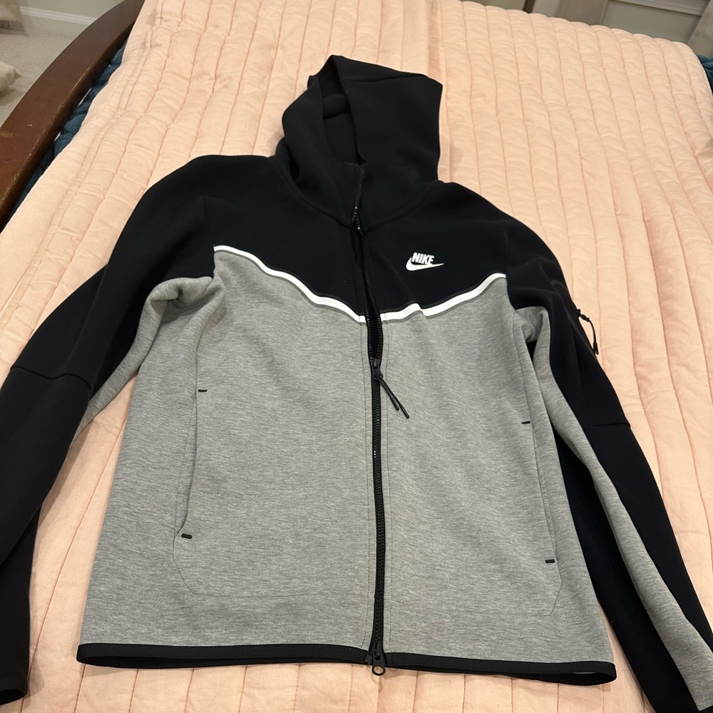 Nike Black and Gray Tech Hoodie with White Accents